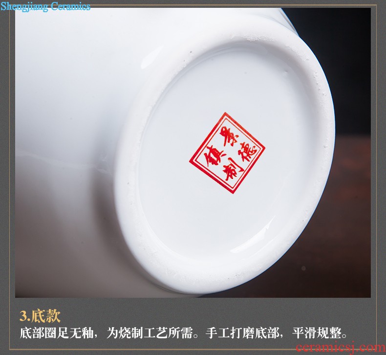 Jingdezhen ceramics vase Chinese penjing flower arranging large three-piece wine ark decoration plate of household decoration