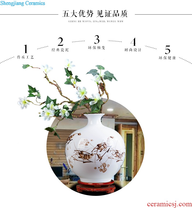 Jingdezhen ceramics hand-painted shrimp boring vase wine porch home decoration sitting room TV ark furnishing articles