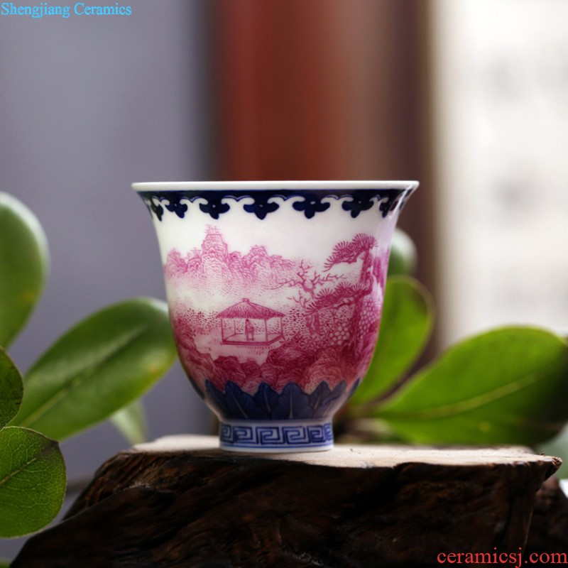 Master kung fu tea cup single cup sample tea cup blue agate hong shan ju cup hand-painted ceramic cup tea cup