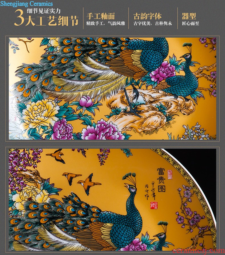 Jingdezhen ceramics furnishing articles household decorations hanging dish sitting room ark landscape decoration plate of Chinese arts and crafts