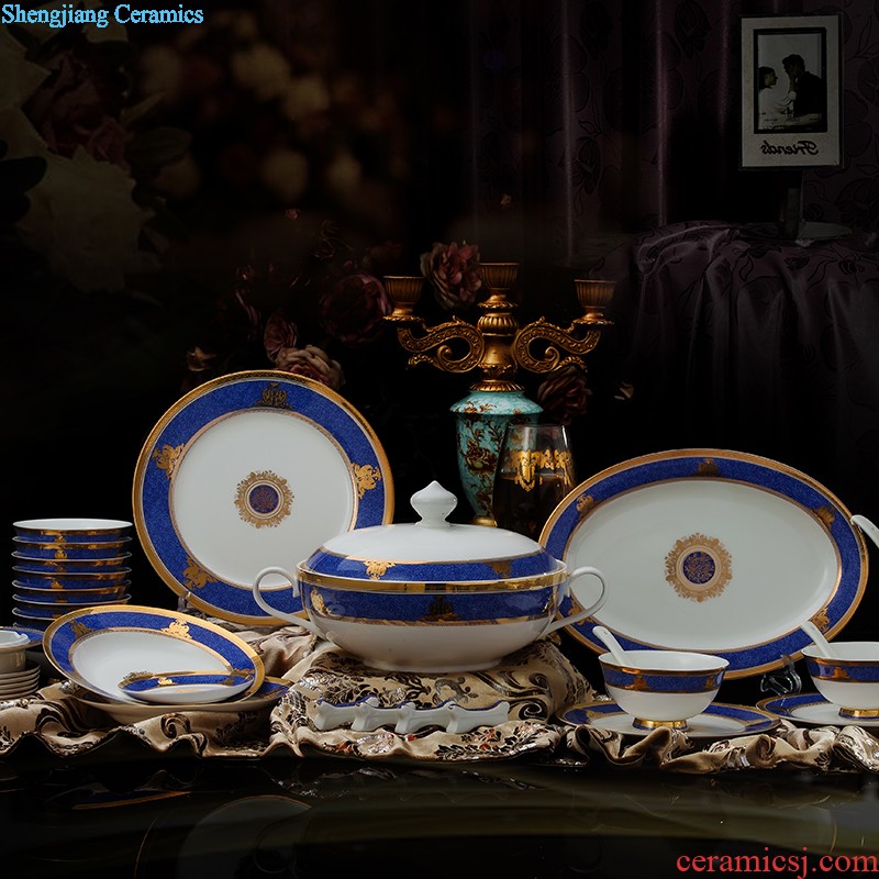 Phnom penh jingdezhen blue and white dishes suit nine domain 56 head Korean classical household daily-used porcelain tableware ceramics