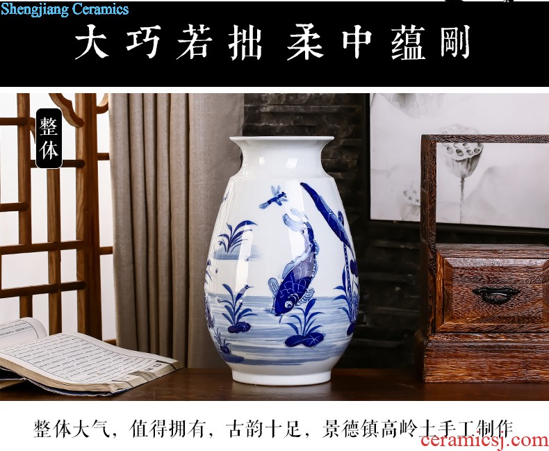 Jingdezhen ceramics hand-painted vases MeiHe double flower arranging clearer Chinese style home sitting room adornment is placed a gift