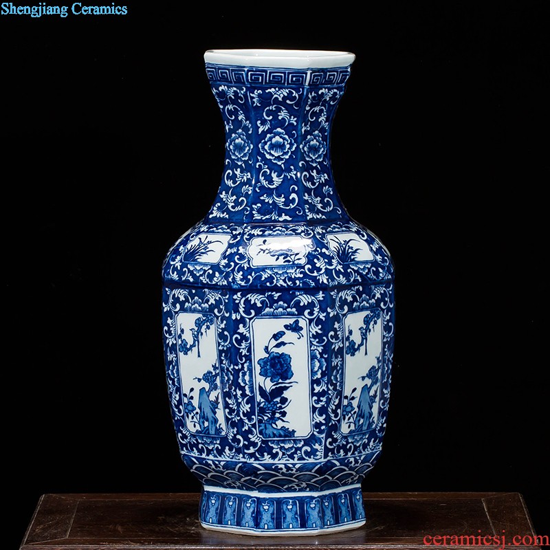 Jingdezhen ceramics vase antique blue-and-white large flower arranging new porch sitting room of Chinese style household act the role ofing is tasted furnishing articles