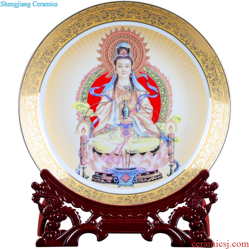 Jingdezhen ceramics gold Buddha like guanyin sitting room decorate dish hang dish by dish household furnishing articles and crafts