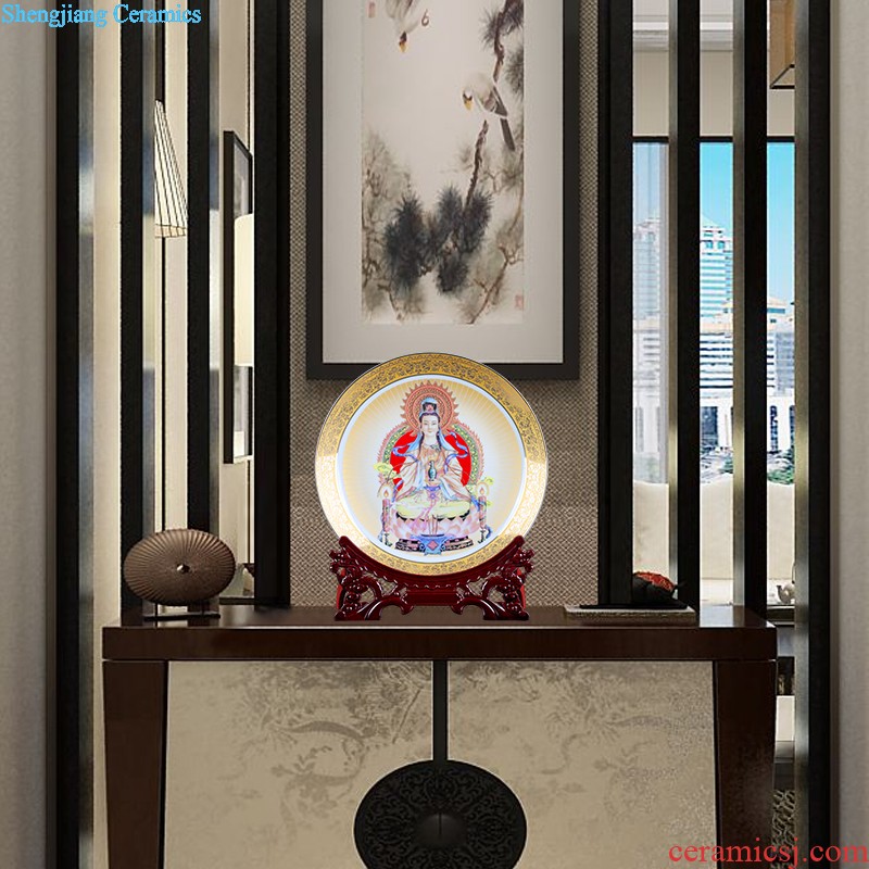 Jingdezhen ceramics gold Buddha like guanyin sitting room decorate dish hang dish by dish household furnishing articles and crafts