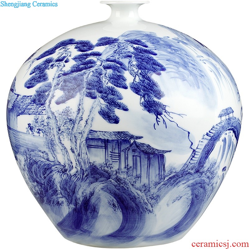 Blue and white hollow out porcelain of jingdezhen ceramics vase furnishing articles of contemporary sitting room wine crafts home decoration