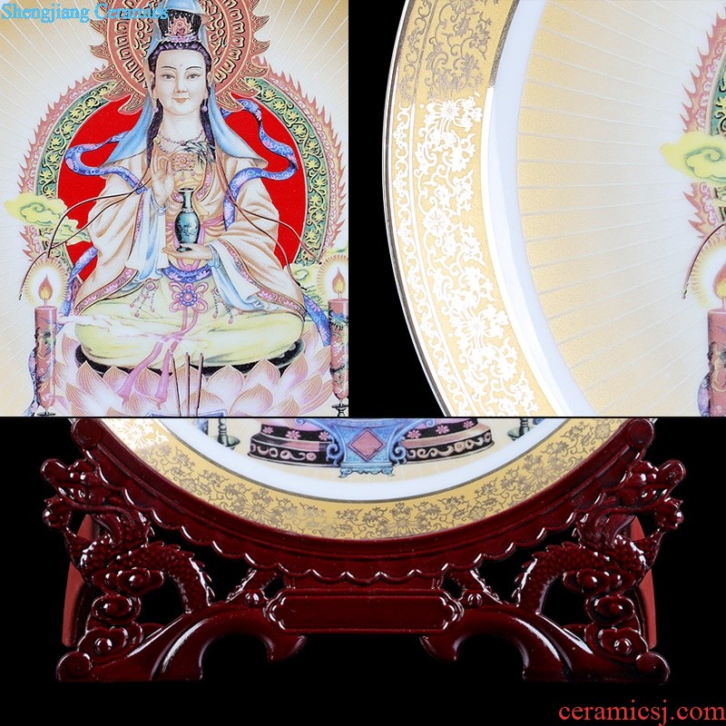 Jingdezhen ceramics gold Buddha like guanyin sitting room decorate dish hang dish by dish household furnishing articles and crafts