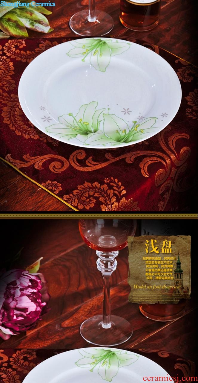 Nine domain 56 head green bone China jingdezhen porcelain tableware suit south Korean dish dish pot microwave oven