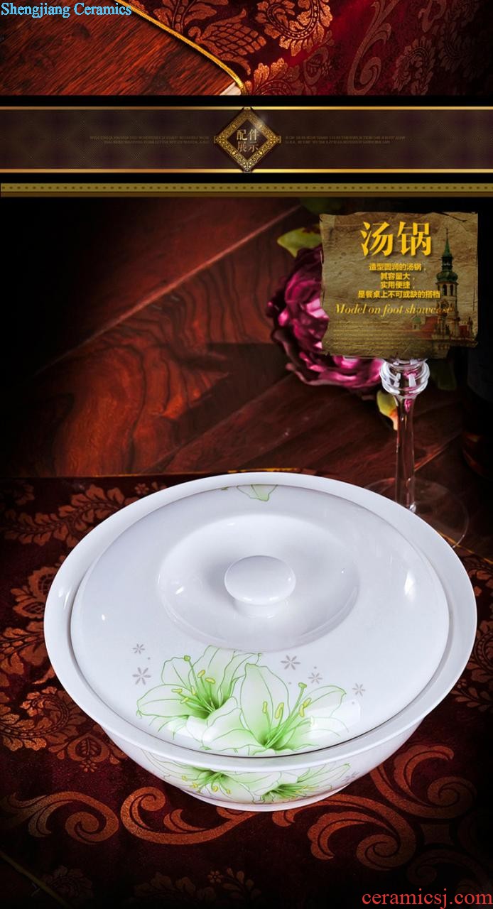 Nine domain 56 head green bone China jingdezhen porcelain tableware suit south Korean dish dish pot microwave oven