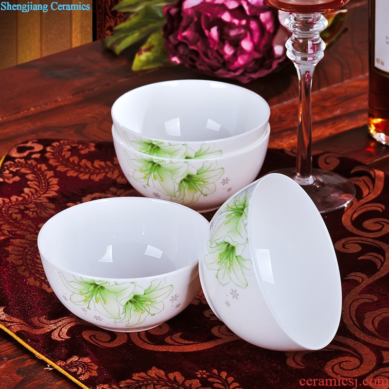 Nine domain 56 head green bone China jingdezhen porcelain tableware suit south Korean dish dish pot microwave oven