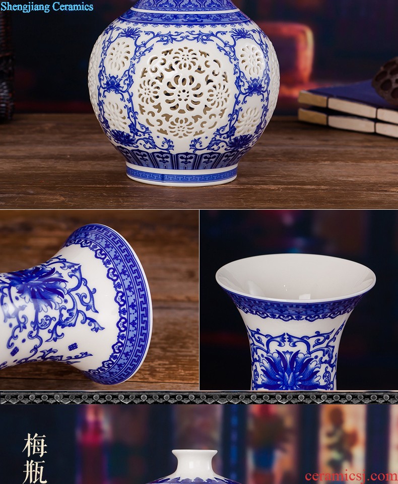 Blue and white ceramics jingdezhen large hand-painted vases, flower arrangement sitting room porch decoration of Chinese style household furnishing articles