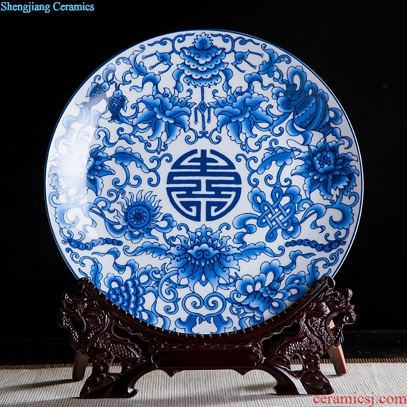 Jingdezhen ceramics furnishing articles household decorations hanging dish sitting room ark auspicious decoration plate of Chinese arts and crafts