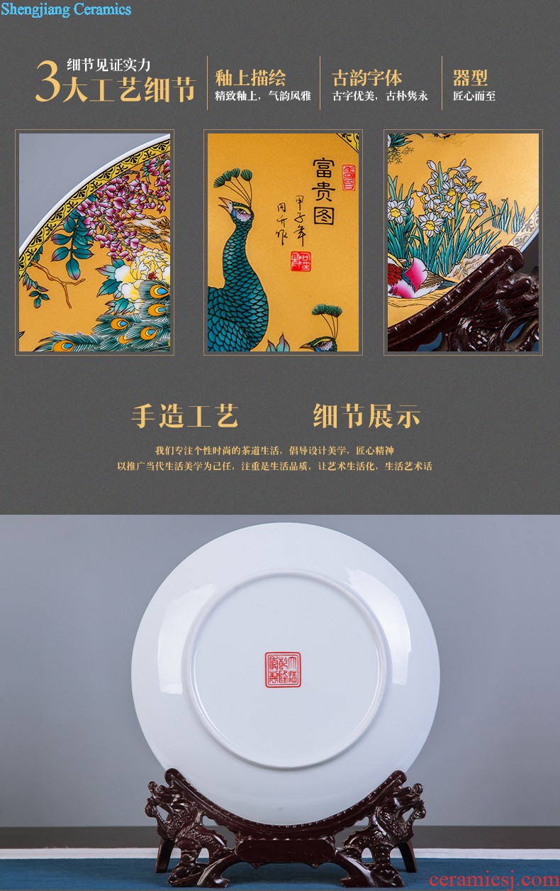 Jingdezhen ceramics furnishing articles household decorations hanging dish sitting room ark auspicious decoration plate of Chinese arts and crafts