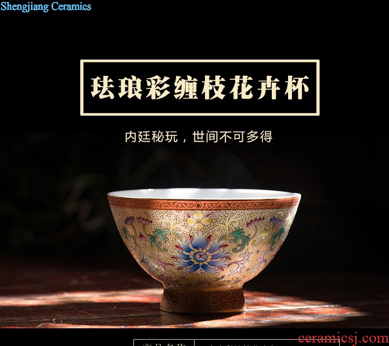 Kung fu tea cup single cup tea cup ceramic hand-painted blue agate red cup sample tea cup individual cup seclusion master cup