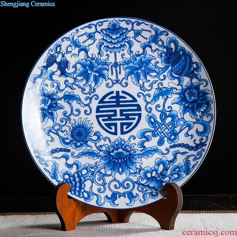 Jingdezhen ceramics furnishing articles household decorations hanging dish sitting room ark auspicious decoration plate of Chinese arts and crafts