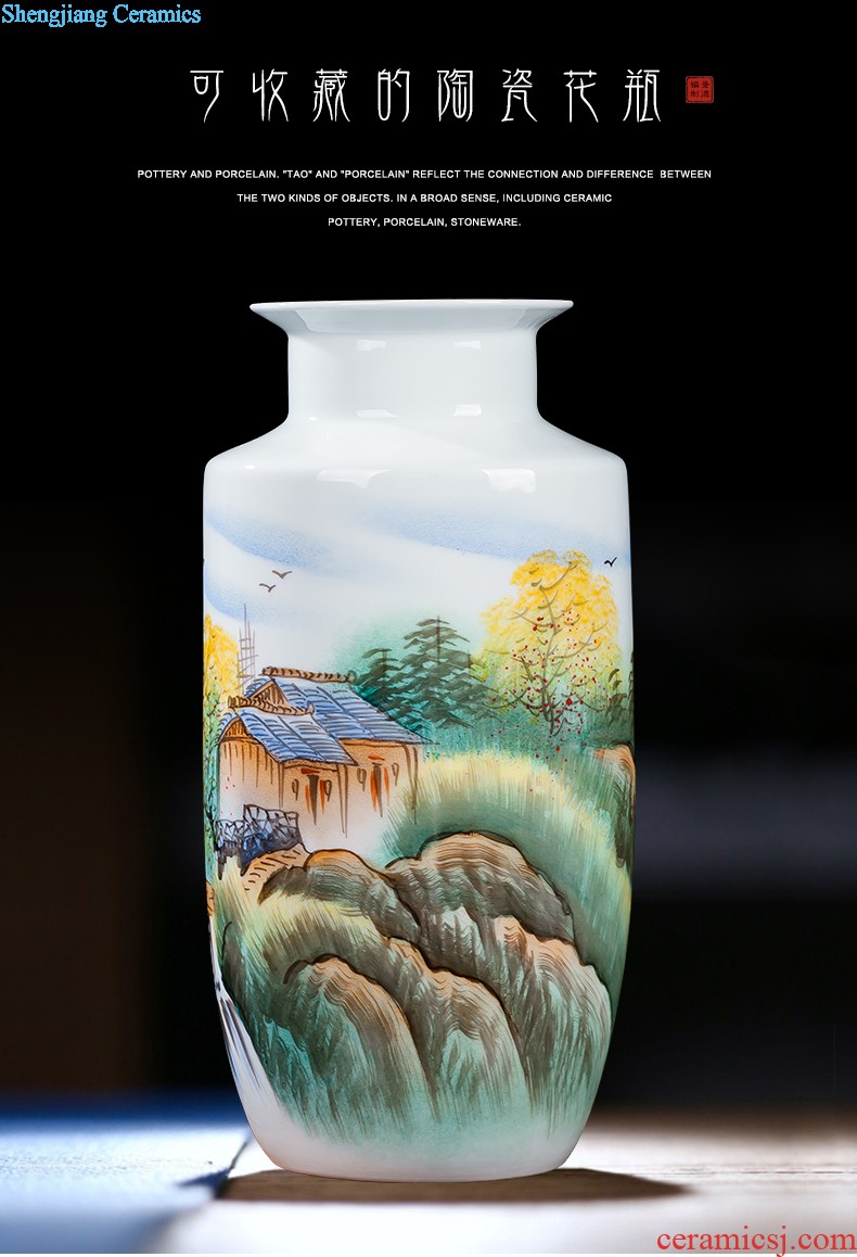 Contracted and contemporary jingdezhen ceramics vase carve shadow green rich ancient frame wine sitting room adornment home furnishing articles