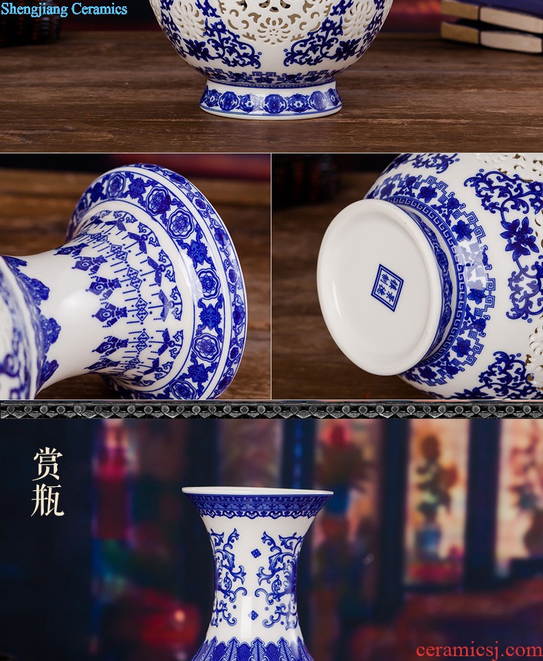 Blue and white ceramics jingdezhen large hand-painted vases, flower arrangement sitting room porch decoration of Chinese style household furnishing articles