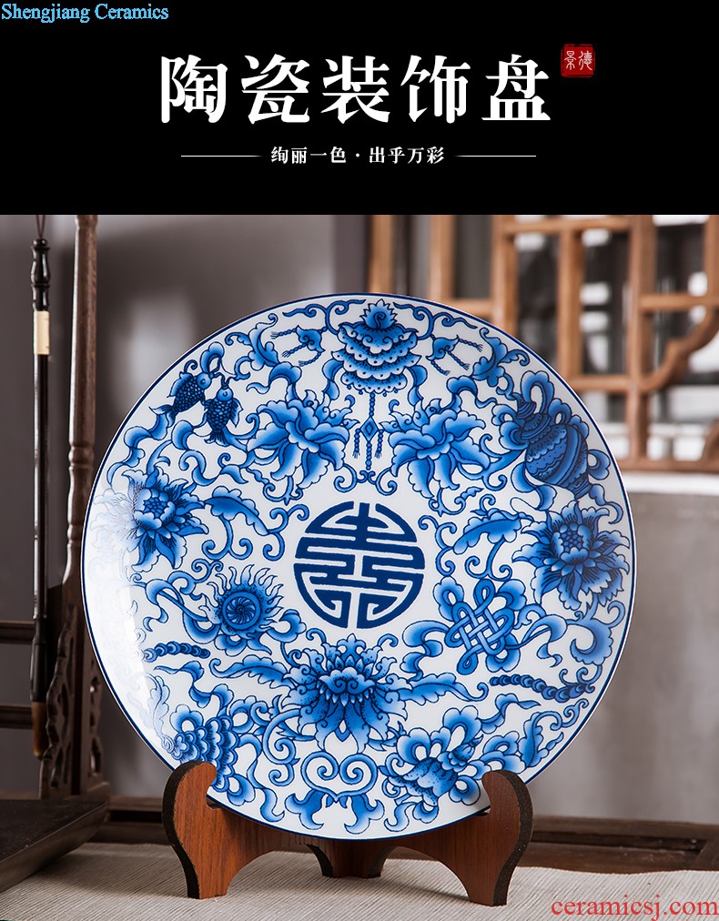 Jingdezhen ceramics furnishing articles household decorations hanging dish sitting room ark auspicious decoration plate of Chinese arts and crafts