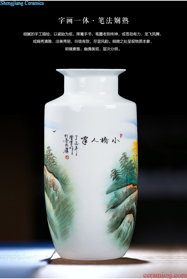 Contracted and contemporary jingdezhen ceramics vase carve shadow green rich ancient frame wine sitting room adornment home furnishing articles