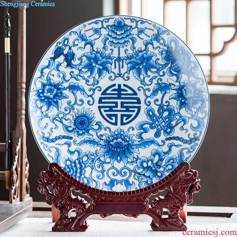 Jingdezhen ceramics furnishing articles household decorations hanging dish sitting room ark auspicious decoration plate of Chinese arts and crafts