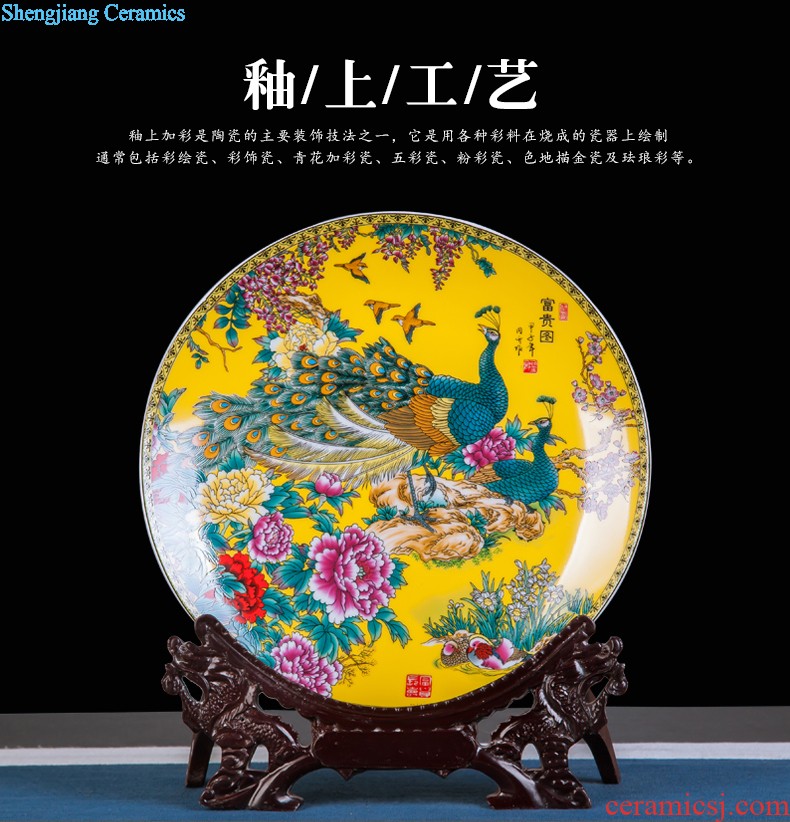 Jingdezhen ceramics furnishing articles household decorations hanging dish sitting room ark auspicious decoration plate of Chinese arts and crafts