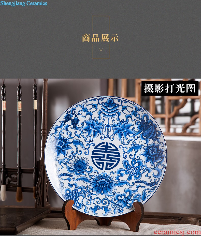 Jingdezhen ceramics furnishing articles household decorations hanging dish sitting room ark auspicious decoration plate of Chinese arts and crafts