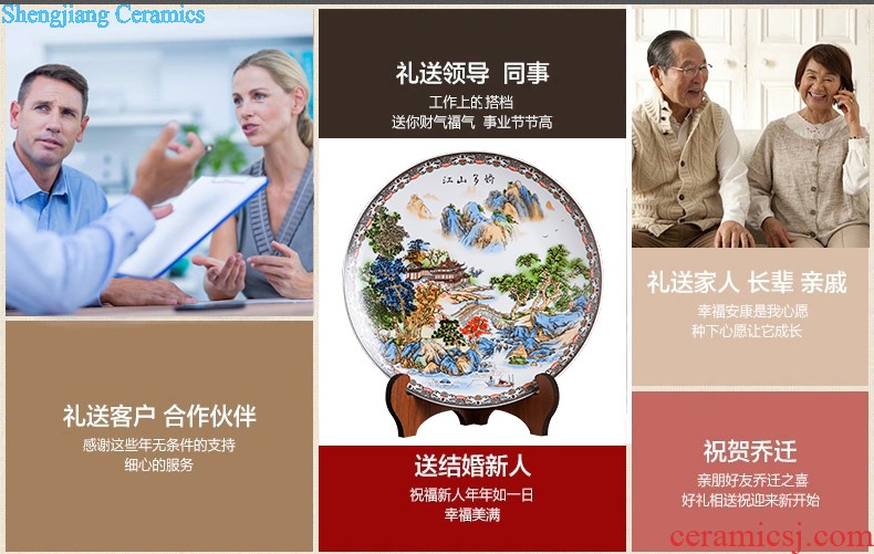 Jingdezhen ceramics furnishing articles household decorations hanging dish sitting room CV 18 Chinese arts and crafts rich decorative plate