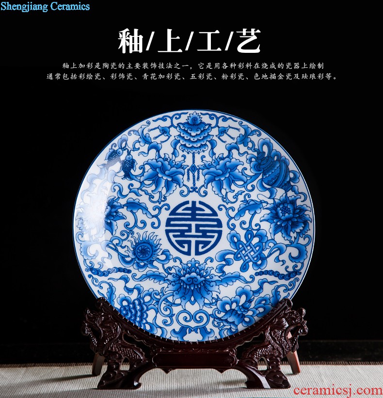 Jingdezhen ceramics furnishing articles household decorations hanging dish sitting room ark auspicious decoration plate of Chinese arts and crafts