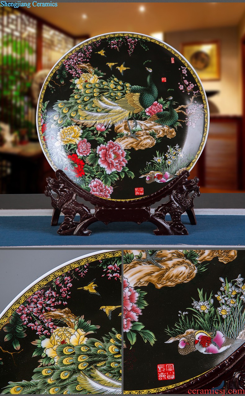 Jingdezhen ceramics furnishing articles household decorations hanging dish sitting room ark auspicious decoration plate of Chinese arts and crafts