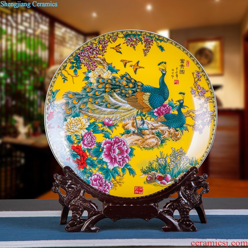 Jingdezhen ceramics furnishing articles household decorations hanging dish sitting room ark auspicious decoration plate of Chinese arts and crafts