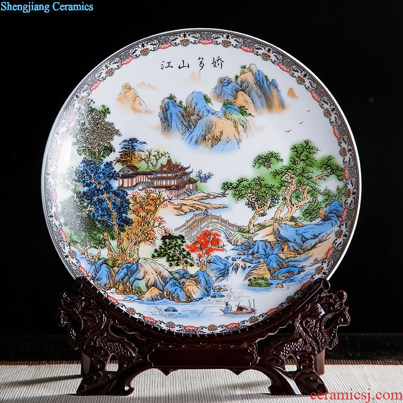 Jingdezhen ceramics furnishing articles household decorations hanging dish sitting room CV 18 Chinese arts and crafts rich decorative plate