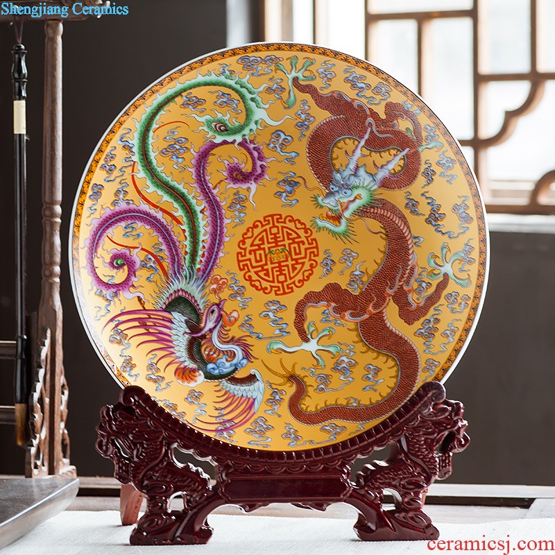 Jingdezhen ceramics powder enamel household adornment handicraft modern study of Chinese style living room TV cabinet furnishing articles gifts