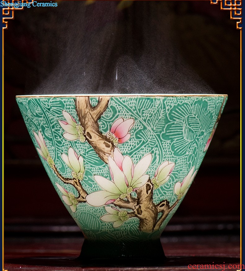 Jingdezhen ceramics tea cup bowl grilled pastel flowers single sample tea cup master cup hand-painted kung fu tea cups