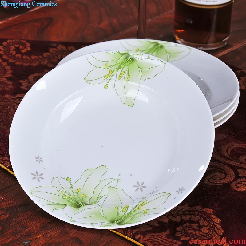 Nine domain 56 head green bone China jingdezhen porcelain tableware suit south Korean dish dish pot microwave oven