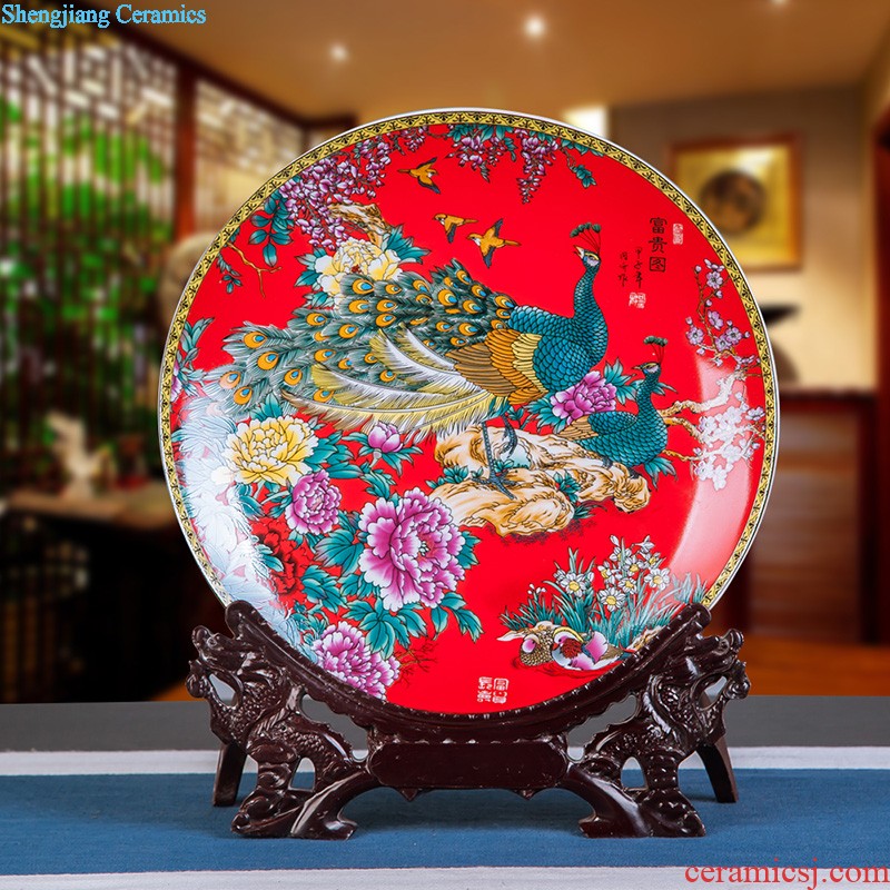 Jingdezhen ceramics furnishing articles household decorations hanging dish sitting room ark auspicious decoration plate of Chinese arts and crafts