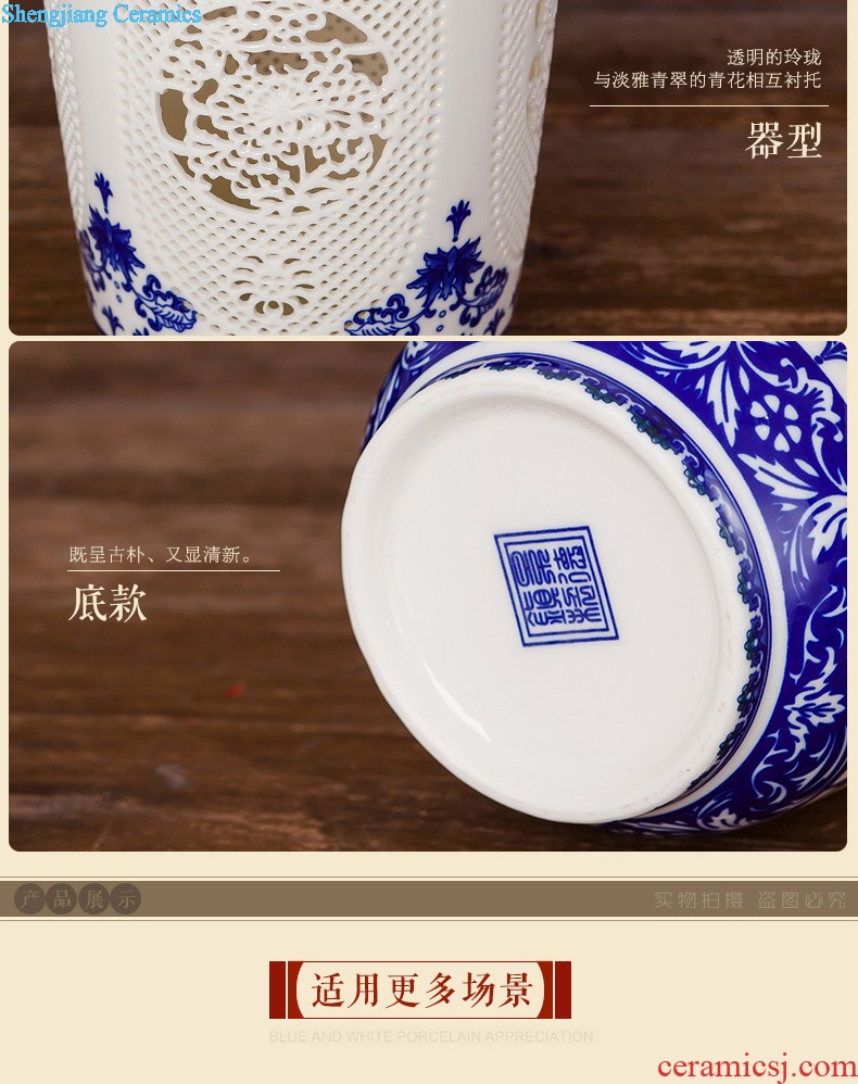 Blue and white ceramics jingdezhen large hand-painted vases, flower arrangement sitting room porch decoration of Chinese style household furnishing articles