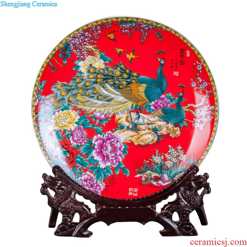 Jingdezhen ceramics furnishing articles household decorations hanging dish sitting room ark auspicious decoration plate of Chinese arts and crafts