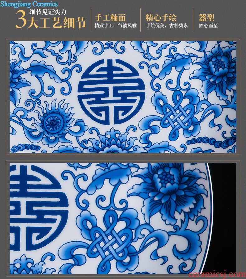 Jingdezhen ceramics furnishing articles household decorations hanging dish sitting room ark auspicious decoration plate of Chinese arts and crafts