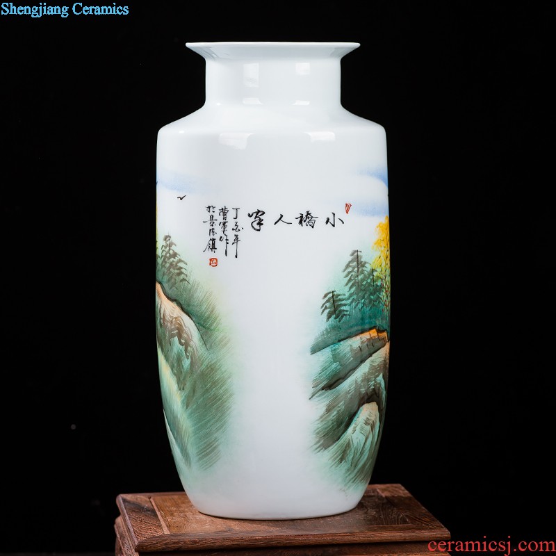 Contracted and contemporary jingdezhen ceramics vase carve shadow green rich ancient frame wine sitting room adornment home furnishing articles