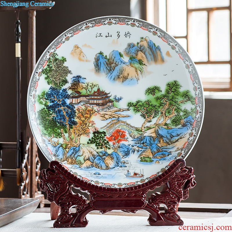 Jingdezhen ceramics furnishing articles household decorations hanging dish sitting room CV 18 Chinese arts and crafts rich decorative plate