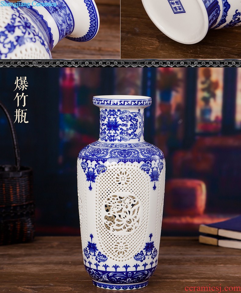 Blue and white ceramics jingdezhen large hand-painted vases, flower arrangement sitting room porch decoration of Chinese style household furnishing articles