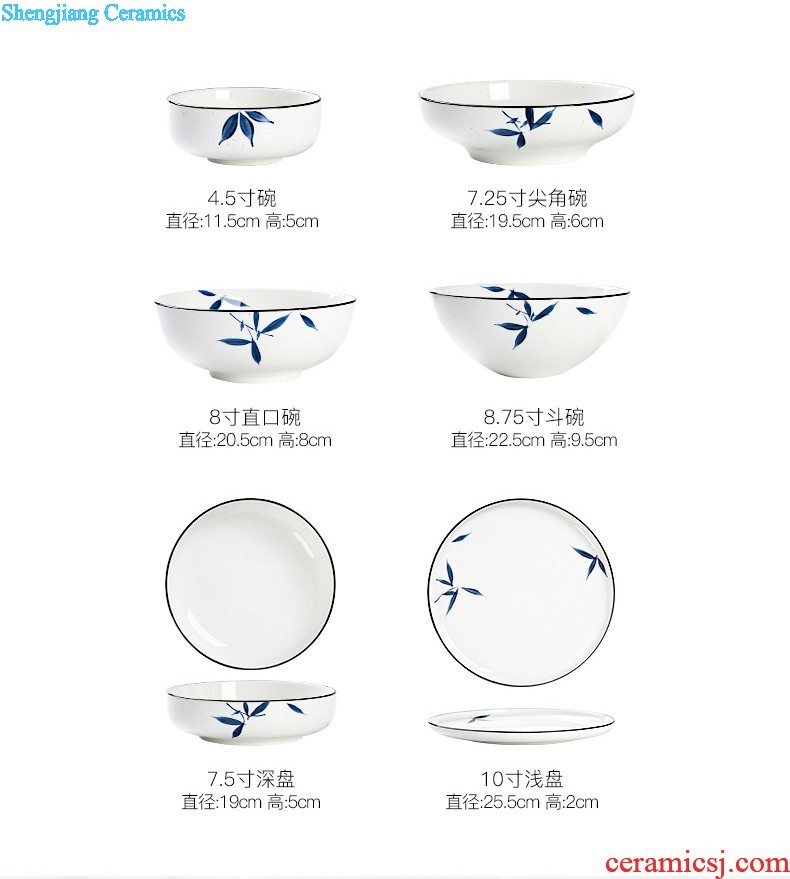 One Chinese style phnom penh food tableware suit composite ceramic creative household food dish plate dinner plate flat