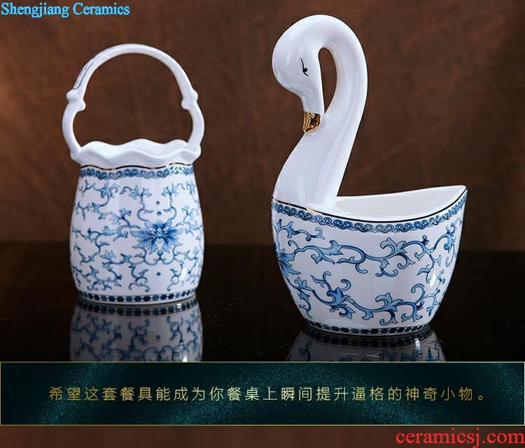 Queshan hall jingdezhen ceramics household gifts high-grade set tableware bone bowls phnom penh dish suits the dishes scoop