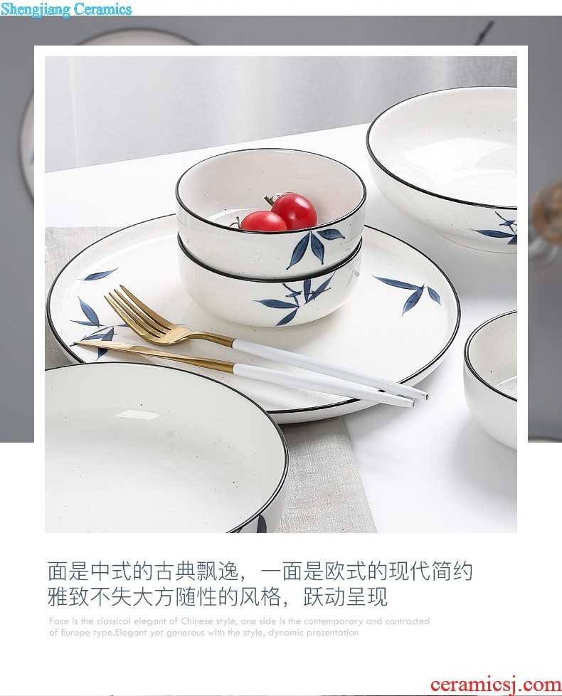 One Chinese style phnom penh food tableware suit composite ceramic creative household food dish plate dinner plate flat