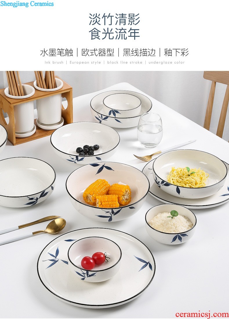 One Chinese style phnom penh food tableware suit composite ceramic creative household food dish plate dinner plate flat