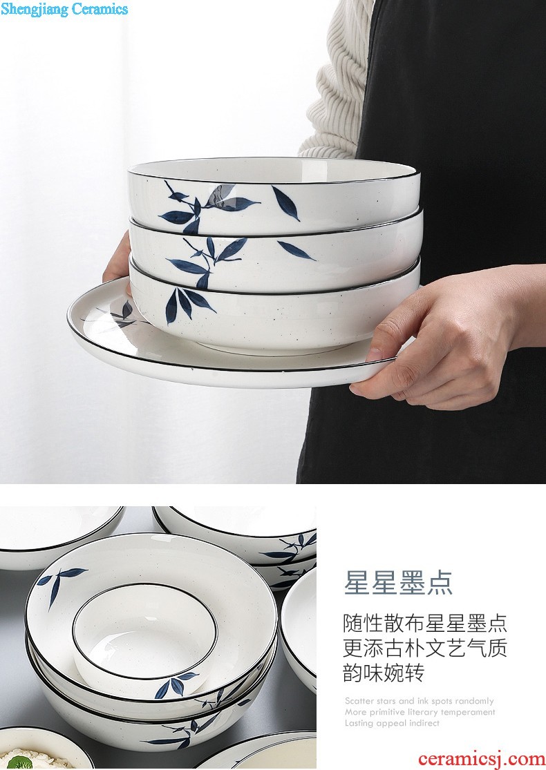 One Chinese style phnom penh food tableware suit composite ceramic creative household food dish plate dinner plate flat