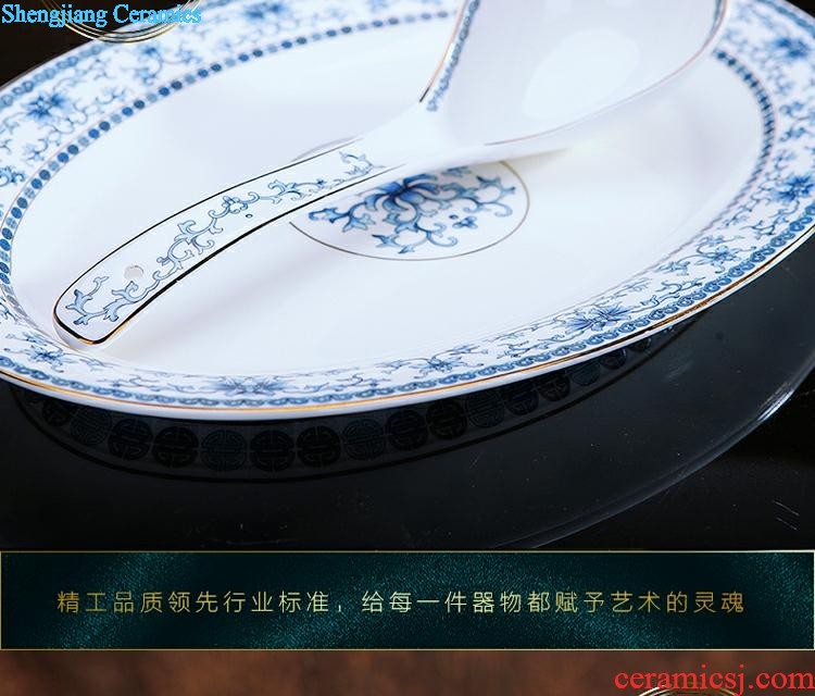 Queshan hall jingdezhen ceramics household gifts high-grade set tableware bone bowls phnom penh dish suits the dishes scoop