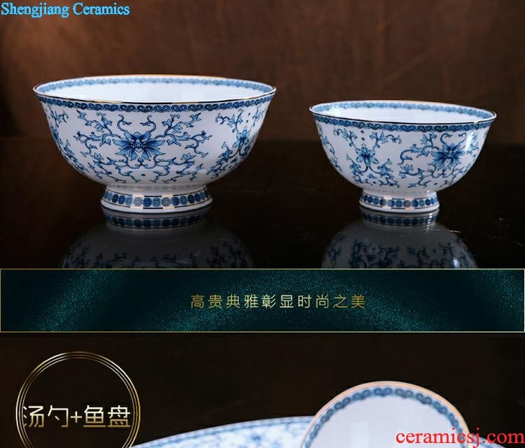 Queshan hall jingdezhen ceramics household gifts high-grade set tableware bone bowls phnom penh dish suits the dishes scoop