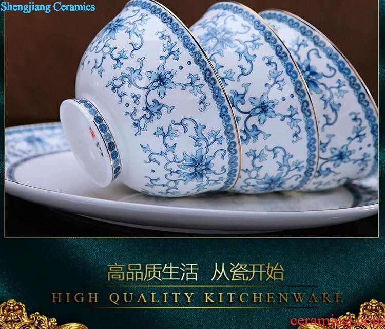 Queshan hall jingdezhen ceramics household gifts high-grade set tableware bone bowls phnom penh dish suits the dishes scoop