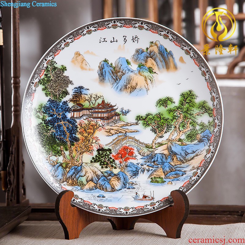 Jingdezhen ceramics furnishing articles household decorations hanging dish sitting room ark decoration plate festival Chinese arts and crafts
